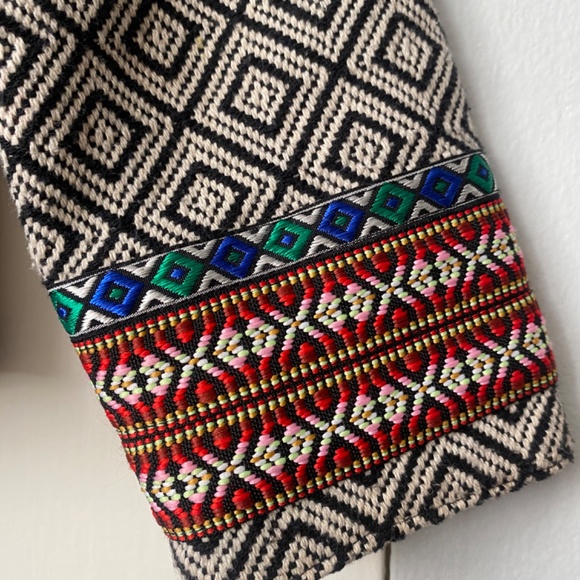 LOVERS + FRIENDS Jacket Small Manta Diamond Weave Embroidered Cropped Open Black - Picture 5 of 5